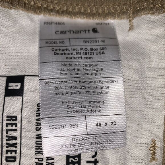 Carhartt Men's 46x32 Rugged Flex Relaxed Fit Canvas Work Pants - Picture 7 of 7